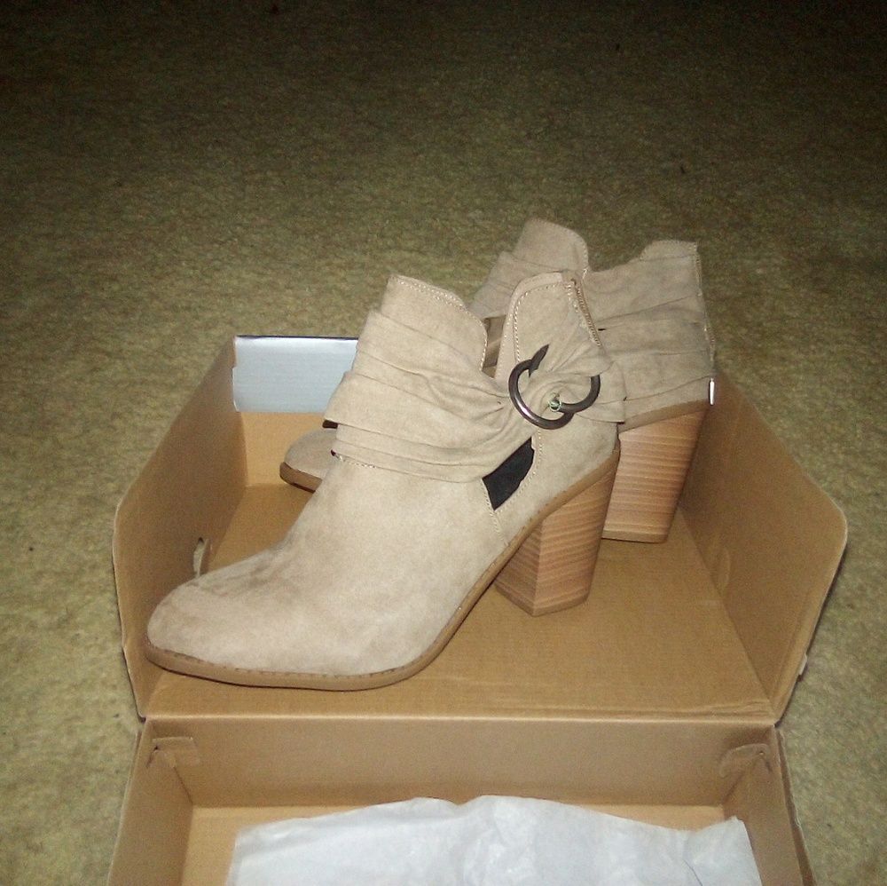 Tan boots with heels